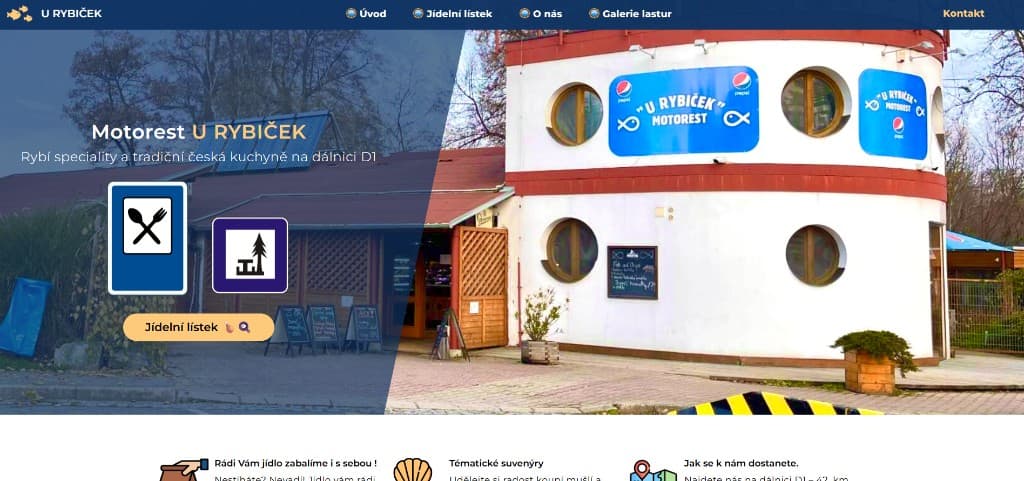 Ukázka webu – Motorest U Rybiček (Restaurace)