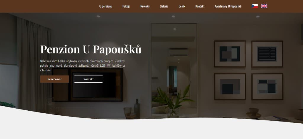 Ukázka webu – Penzion U Papoušků (Ubytování)
